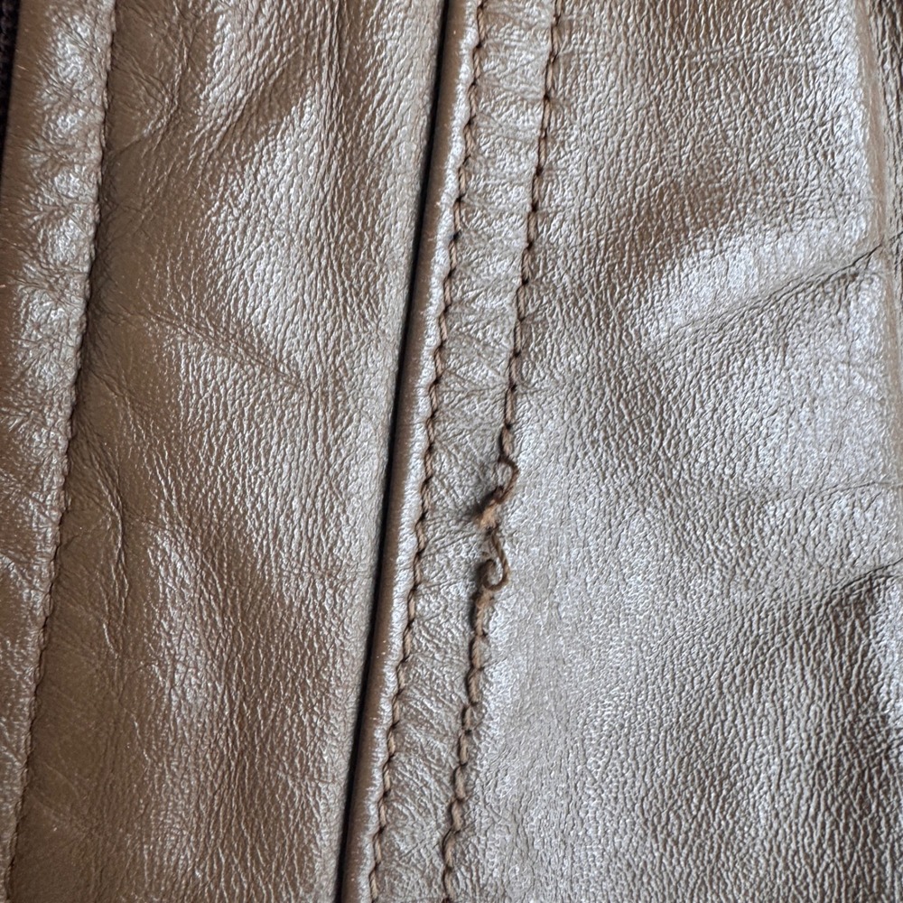 Vintage Clipper Mist Tan Brown Leather Bomber Jacket Mens 40 Reg 80s 90s - Picture 8 of 10